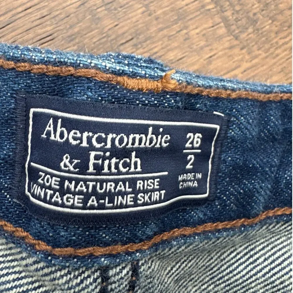 Abercrombie & Fitch Zoe Natural Rise Vintage A-Line Skirt Dark Wash Sz 26 US 2